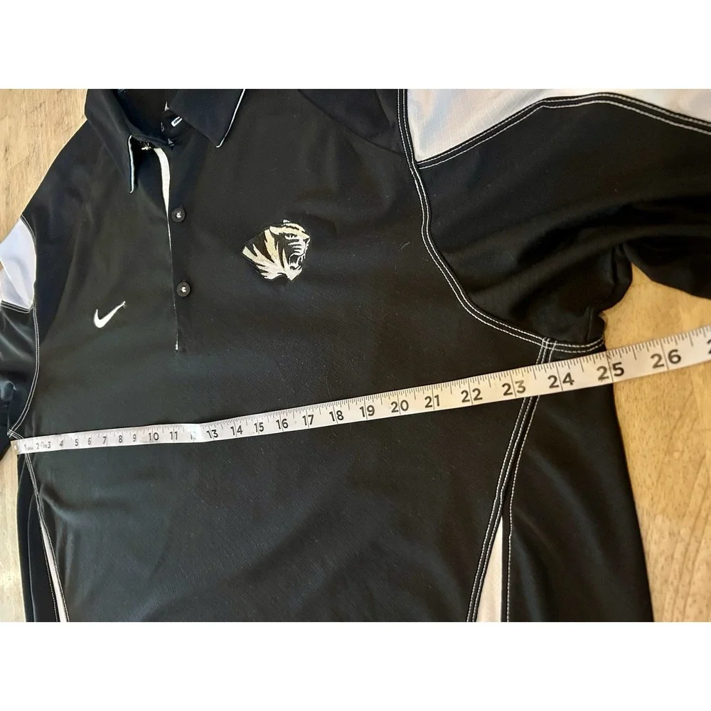 Nike Missouri Tigers Polo Shirt Mens Golf Sz XL Dri Fit Black & White